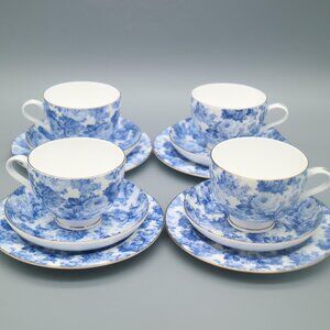 Vintage Maxwell & Williams Antique Blue Teacup Saucer Dessert Plate Set 12 Pc
